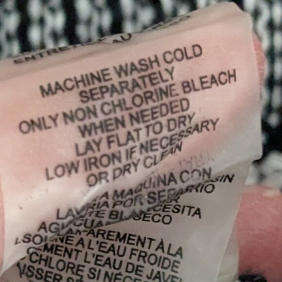 CALVIN KLEIN Black White Cotton Knit Long Sleeve Cowl Neck Sweater; Size S - Picture 5 of 5